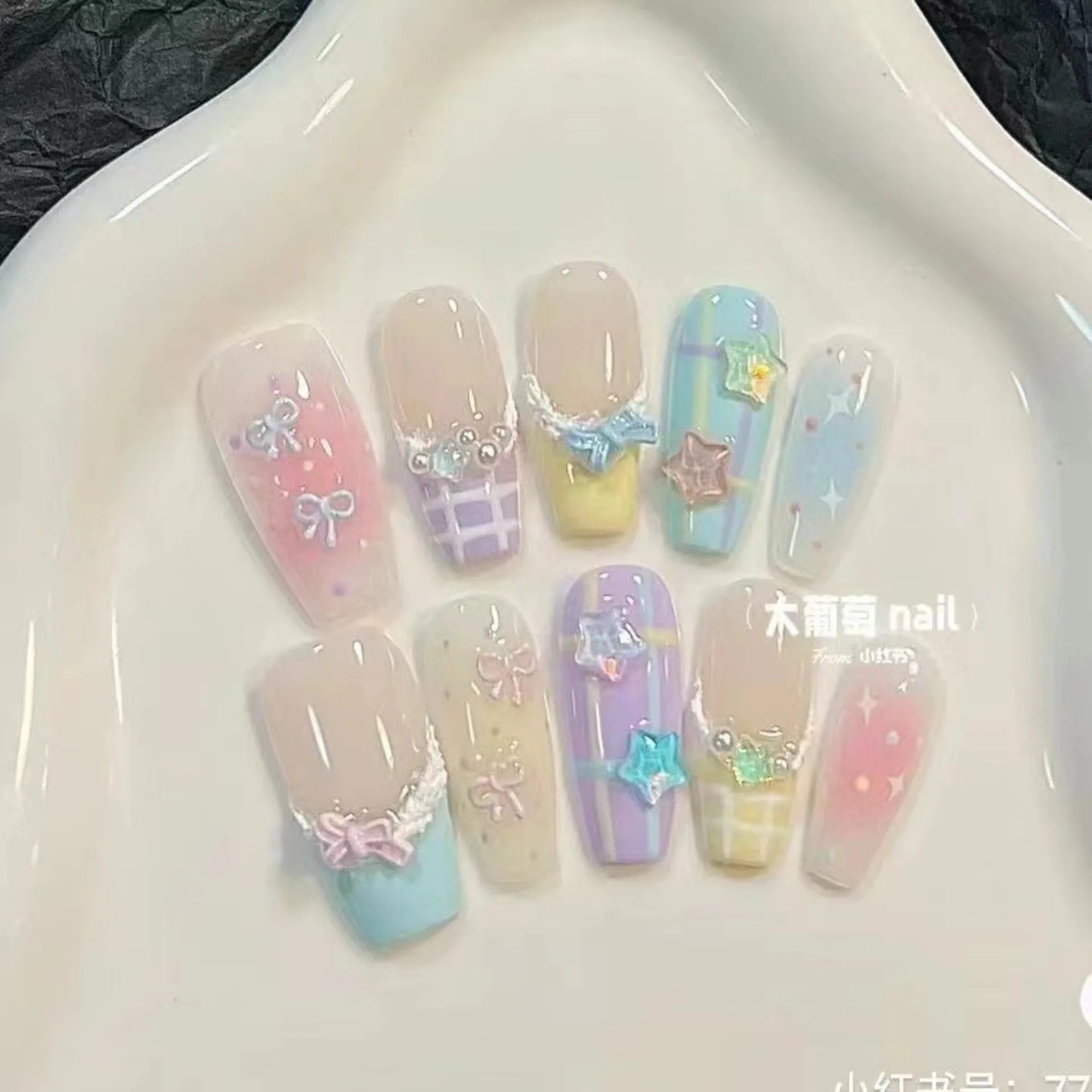 10Pcs F Nails Candy Color